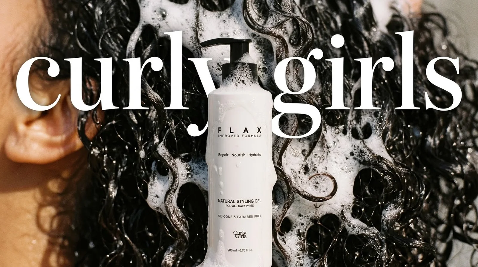 Curly Girls FLAX styling gel in lathered curls