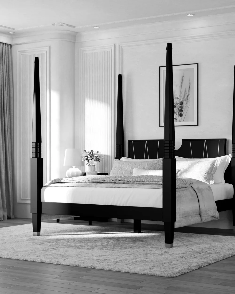 Troy four-poster bed with brass accents