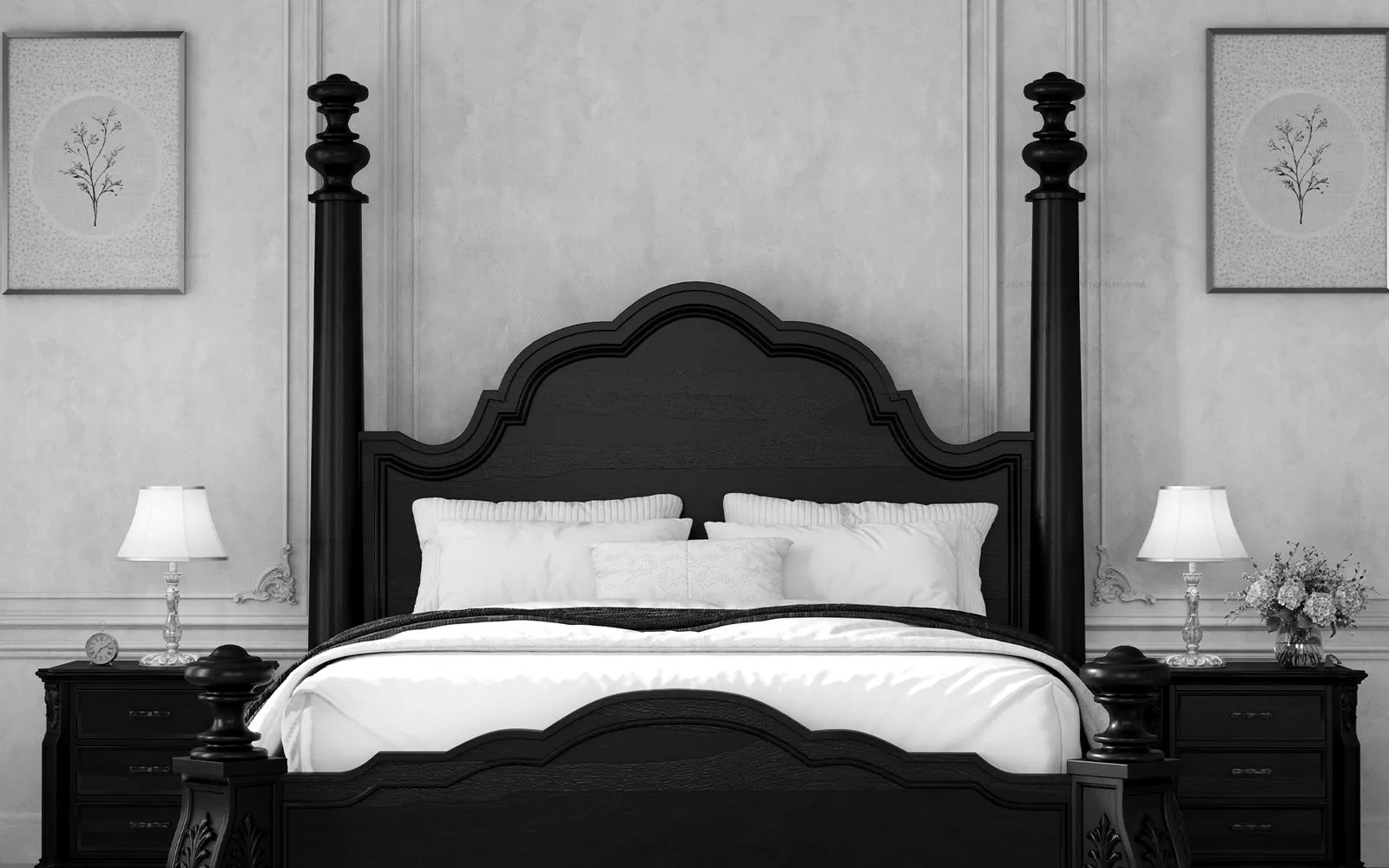 The Rural Art’s hand-carved four-poster bed